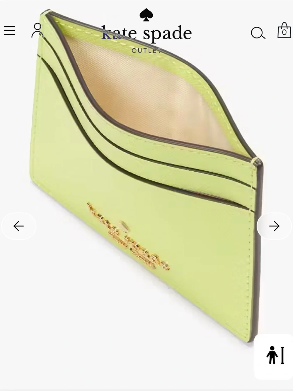 kate spade Lime Green Madison Small Slim Card Case NWT